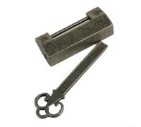 Lot de 2 cadenas vintage antique avec clé ancienne et motif gravé pour petits bagages, sacs à main, petites boîtes artisanales, en alliage de zinc