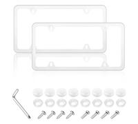 Lot de 2 cadres de plaque d'immatriculation colorés avec joints, vis et capuchons, support de plaque d'immatriculation en acier inoxydable à 4 trous, compatible avec les normes américaines,