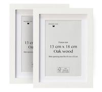 Lot de 2 cadres en bois 13x18 cm blanc - Cadre élégant en chêne blanc - Finition haut de gamme - Bois durable certifié FSC - Inclut un chevalet et des clips métalliques