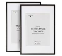 Lot de 2 cadres en bois noir 40x60 cm - Design raffiné - Finitions de qualité - Bois écoresponsable certifié FSC - Fixation murale avec clips métalliques
