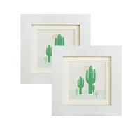 Lot de 2 cadres photo carrés blancs en MDF pour photos de 10 x 10 cm avec passe-partout ou 10 x 10 cm sans passe-partout avec verre acrylique pour montage mural et dessus de bureau