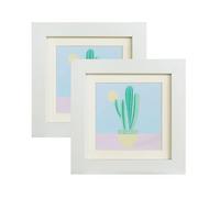 Lot de 2 cadres photo carrés blancs en MDF pour photos de 12,7 x 12,7 cm avec passe-partout ou 12,7 x 12,7 cm sans passe-partout avec verre acrylique pour montage mural et dessus de bureau