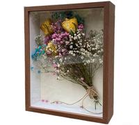Lot de 2 cadres photo creux 3D faits à la main en MDF avec couvercle en verre organique pour arrangements floraux séchés Montage de spécimen de papillon (bois de noyer B)