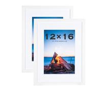 Lot de 2 Cadres Photo en Bois Blanc 30 x 40 cm Avec Support pour Impression A4, Certificat, à Fixation Murale