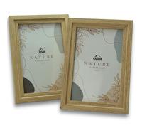 Lot de 2 cadres photo en bois et verre pour photos de 10 x 15 cm avec pied et attache murale, pour décoration de meubles ou accrocher au mur, 10 x 15 cm, naturel