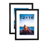 Lot de 2 cadres photo en bois noirs avec support pour impression A4, certificat, 30 x 40 cm, à fixation murale, cadre photo 30 x 40 cm