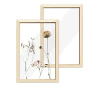 Lot de 2 cadres photo en bois pressé avec fleurs séchées en acrylique transparent pour décoration murale (50 x 76 cm)