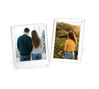 Lot de 2 cadres photo magnétiques en acrylique conçus avec des bords incurvés et un matériau résistant aux UV pour protéger et présenter des photos, des certificats et des œuvres d'art dans plusieurs