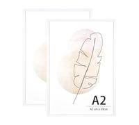 Lot de 2 cadres photo pour mur ou bureau Blanc A2