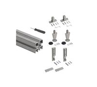 Lot de 2 cadres Zero avec quincaillerie et profilés pour montage au sol et au mur avec vérin circulaire, Aluminium et Zamak, Gris pierre