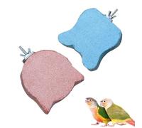 Lot de 2 cages à oiseaux - Plateforme de meulage pour perroquet - Calcium - Dents molaires - Pour petits animaux - Bec - Pierre d'escalade - Bec - Bloc de meulage pour hamster, chinchillas et