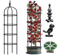 Lot de 2 cages à tomates - Treillis de jardin obélisque pour plantes grimpantes Support pour roses, concombres, raisins, pois et fleurs - 90 cm et 120 cm de hauteur pour intérieur/extérieur