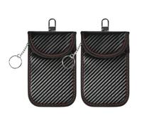 Lot de 2 cages de Faraday en fibre de carbone, protection de porte-clés, blocage de signal, double couche, sac de blocage RFID sans clé for pièces automobiles pour Clé de Voiture