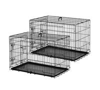 Lot de 2 cages pour chiens PawHut caisse de transport pliante pour chien en acier noir 92 x 57 x 62,5 cm