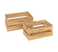 Atmosphera - Lot de 2 cagettes Little Cottage Bois l30 35cm