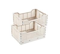 - Lot de 2 cagettes pliables FOLDY - Taille L - Beige - Foldy Douceur d'intérieur