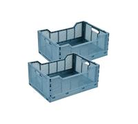 Homea - Lot de 2 cagettes pliables FOLDY - Taille L - Bleu - Foldy Douceur d'intérieur Bleu G
