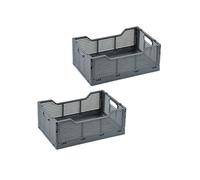 - Lot de 2 cagettes pliables FOLDY - Taille M - Gris - Foldy Douceur d'intérieur