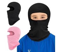 Lot de 2 cagoules pour enfants, doublure de casque fine et masque de cou pour garçons et filles, cache-cou légers pour ski, cyclisme, pêche, Noir et rose., Taille unique