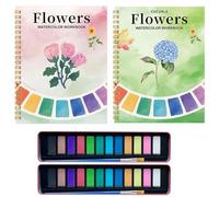 Lot de 2 cahiers d'exercices et de peinture pour scènes naturelles respectueuses des débutants, cahier d'aquarelle de Noël pour adultes, livre d'aquarelle, cadeaux d'exploration créative pour enfants