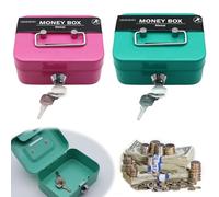 Lot de 2 caisses à monnaie avec fente Boîte de sécurité : Nizirioo Caisse à monnaie verrouillable Petite caisse à monnaie avec clé Mini banque en métal Caisse à pourboires pour enfants et adultes, à
