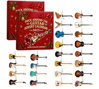 Lot de 2 calendriers de l'Avent 2025 Rock Around the Guitar - Calendrier de Noël de 24 jours - Avec 24 mini décorations de guitare - Objet de collection Rock and Roll - Cadeaux pour collectionneurs de