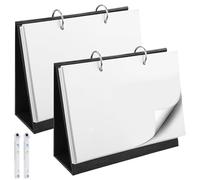Lot de 2 calendriers de table vierges à faire soi-même, calendrier hebdomadaire amovible, calendrier vertical avec 2 règles de dessin animé, calendrier de table sans date pour la maison, le bureau