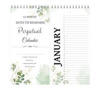 Lot de 2 calendriers perpétuels d'anniversaire 12,7 x 25,4 cm - Calendrier perpétuel annuel mensuel et quotidien à suspendre au mur pour dates importantes, anniversaires, anniversaires de mariage