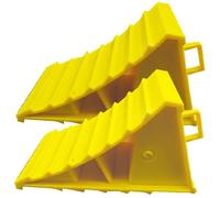 Lot de 2 cales de roue de voiture de 15,2 x 10,2 x 10,2 cm, portables, antidérapantes et robustes en plastique avec poignée pour camping-car, remorque, cale de pneu automobile