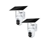 Lot de 2 Caméra de surveillance Xega 4G LTE extérieure avec carte SIM, panneau solaire, batterie, 2K 3MP vision nocturne en couleur/IR, détection PIR