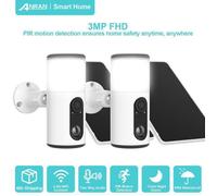 Lot de 2 Caméra Surveillance Extérieure Sans Fil Solaire WiFi-2K camera batterie-compatible avec Alexa