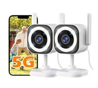 Lot de 2 caméras de sécurité extérieures 3 MP, systèmes de caméra de vidéosurveillance WiFi 5G pour extérieur et intérieur, caméras domestiques pour surveillance d'animal de compagnie, chien, bébé