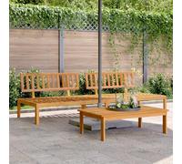 Lot de 2 canapés centraux de jardin en palettes en bois massif d'acacia traité à l'huile, 120 x 92 x 69 cm, design modulaire pour terrasse et salon d'extérieur