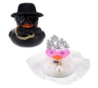 Lot de 2 Canards de Mariage en Caoutchouc, Canards Mariée Marié Mini Couple pour Cérémonie Cadeau Bénédictions (Noir & Blanc)