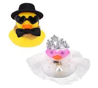 Lot de 2 Canards de Mariage en Caoutchouc, Canards Mariée Marié Mini Couple pour Cérémonie Cadeau Bénédictions (Jaune & Blanc)