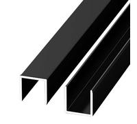 Lot de 2 canaux de porte de douche sans cadre en forme de U, pour montage mural/sol/plafond pour stabilisation - Lot de 2 pour verre de 12 mm d'épaisseur, finition argentée