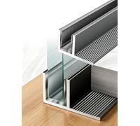 Lot de 2 canaux en U pour verre de douche sans cadre, profil en aluminium pour pièce humide, matériel de montage mural/plafond, 1 m