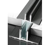 Lot de 2 canaux en U pour verre de douche sans cadre, profil en aluminium pour pièce humide, matériel de montage mural/plafond, 1 m