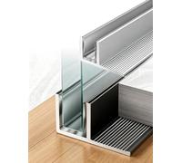 Lot de 2 canaux en U pour verre de douche sans cadre, profil en aluminium pour pièce humide, matériel de montage mural/plafond, 1 m