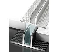Lot de 2 canaux en U pour verre de douche sans cadre, profil en aluminium pour pièce humide, matériel de montage mural/plafond, 1 m
