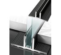 Lot de 2 canaux en U pour verre de douche sans cadre, profil en aluminium pour pièce humide, matériel de montage mural/plafond, 1 m