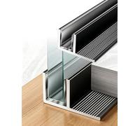 Lot de 2 canaux en U pour verre de douche sans cadre, profil en aluminium pour pièce humide, matériel de montage mural/plafond, 1 m