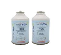 Lot de 2 Canettes réfrigérant MULTICOOL 12a , remplace le r12, r134a et 1234yf - 160 grs - avec filetage 1/2 ACME-