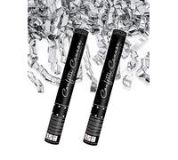 Lot de 2 canons à confettis respectueux de l'environnement - Très facile à nettoyer - Décoration de voiture - Argenté - 40 cm