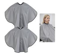 Lot de 2 Capes de Coiffeur Courte, Cape de Barbier de Salon Imperméables, Cape de Coupe de Cheveux, CapeS de Coupe coiffure Professionnel, Cap/e de Maquillage Femmes, Capes de Rasage Hommes (Argent)