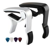 Lot de 2 capodastres capodastres pour guitare électrique et acoustique, ukulélé (noir + argenté)
