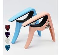 Lot de 2 capodastres pour ukulélé soprano, concert, ténor, baryton (rose + bleu)