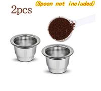 Lot de 2 capsules de café rechargeables et réutilisables en acier inoxydable pour Nespresso