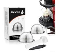 Lot de 2 capsules de café réutilisables compatibles avec les machines à café ENV150 et vertuoplus BNV450WHT1BUC1 pour café en poudre fine et goût riche