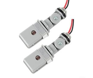 Lot de 2 capteurs de cellule photoélectrique, interrupteur de contrôle extérieur du crépuscule à l'aube, IP54 résistant aux intempéries, installation filaire automatique pour éclairage extérieur